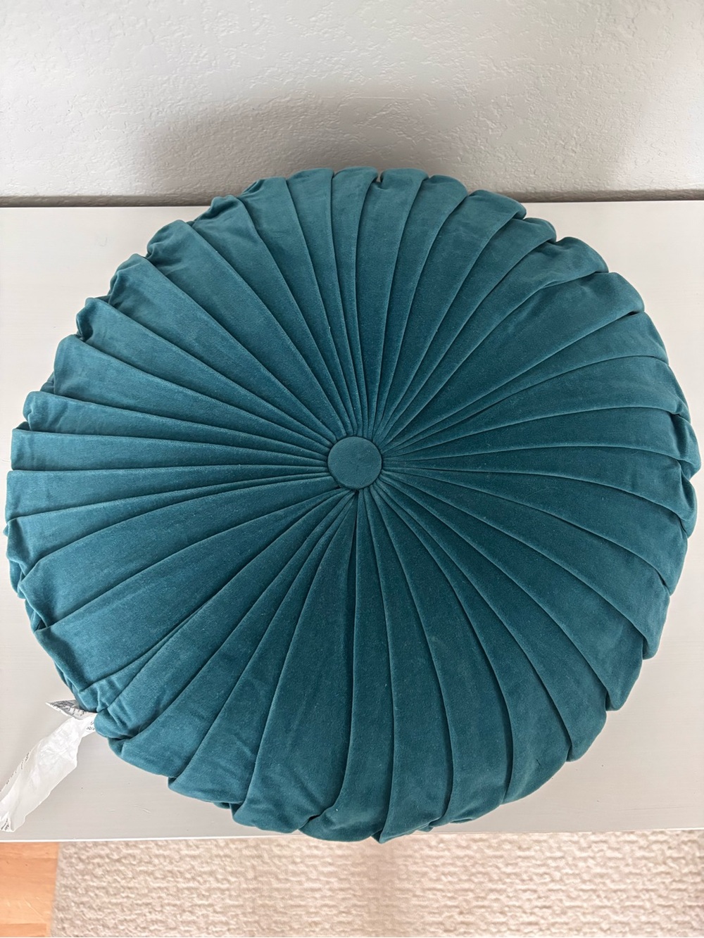 OPALHOUSE Teal Velvet Round Tufted Pillow  16”